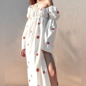 NWOT Free People Midi Babydoll Style Embroidered Dress